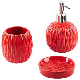 3-częściowy zestaw akcesoriów łazienkowych ceramiczny czerwony BELEM