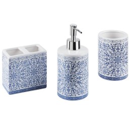 3-częściowy zestaw akcesoriów łazienkowych ceramiczny niebiesko-biały CARORA