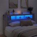 VidaXL Wezgłowie łóżka z LED, szary dąb sonoma, 200x18,5x103,5 cm