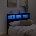 VidaXL Zagłówek z półkami i oświetleniem LED, czarny, 140x17x102 cm