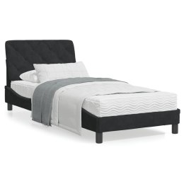 Łóżko z materacem, czarne, 90x200 cm, aksamitne Lumarko!