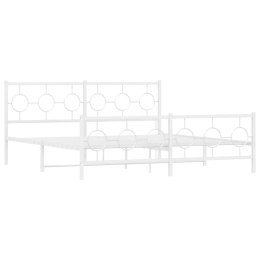 Metalowa rama łóżka z wezgłowiem i zanóżkiem, biała, 180x200 cm Lumarko!