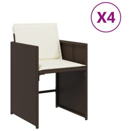 VidaXL Krzesła ogrodowe z poduszkami, 4 szt., brązowe, polirattan