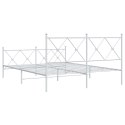 VidaXL Metalowa rama łóżka z wezgłowiem i zanóżkiem, biała, 160x200 cm