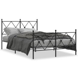 Metalowa rama łóżka z wezgłowiem i zanóżkiem, czarna, 120x200cm Lumarko!