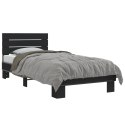 VidaXL Rama łóżka, czarna, 100x200 cm, materiał drewnopochodny i metal