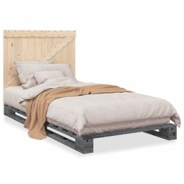 VidaXL Rama łóżka z wezgłowiem, szara, 100x200 cm, lite drewno sosnowe