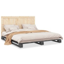 VidaXL Rama łóżka z wezgłowiem, szara, 200x200 cm, lite drewno sosnowe