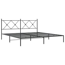 Metalowa rama łóżka z wezgłowiem, czarna, 183x213 cm Lumarko!