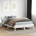 VidaXL Rama łóżka z zagłówkiem, biała, 160x200 cm, lite drewno sosnowe