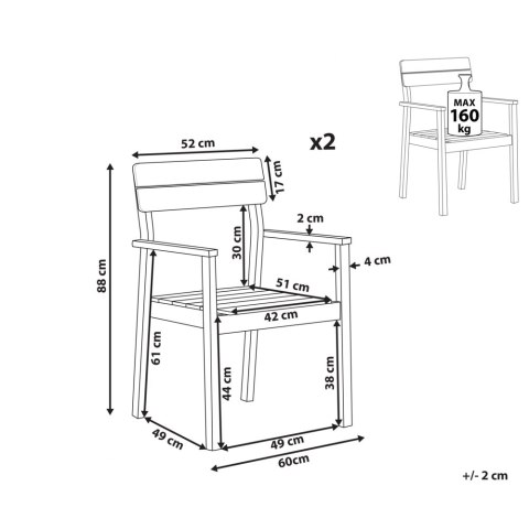 Zestaw 2 krzeseł ogrodowych drewno akacjowe FORNELLI
