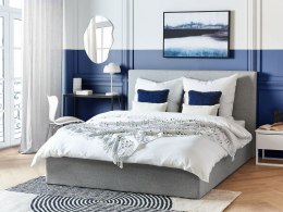 Łóżko z pojemnikiem tapicerowane 160 x 200 cm szare LORIENT