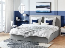 Łóżko z pojemnikiem tapicerowane 180 x 200 cm szare LORIENT