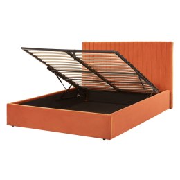 Łóżko z pojemnikiem welurowe 140 x 200 cm pomarańczowe VION