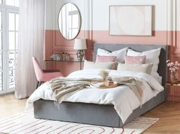 Łóżko z pojemnikiem welurowe 140 x 200 cm szare LORIENT