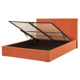 Łóżko z pojemnikiem welurowe 160 x 200 cm pomarańczowe VION