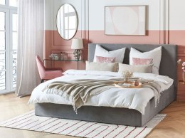 Łóżko z pojemnikiem welurowe 180 x 200 cm szare LORIENT