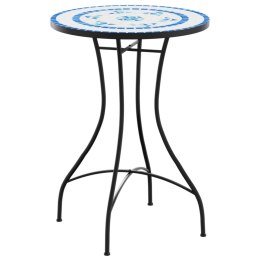 VidaXL Mozaikowy stolik bistro, niebiesko-biały, Ø50x70 cm, ceramiczny