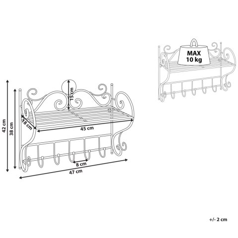 Metalowa półka łazienkowa wisząca szara OSORNO