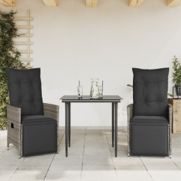 VidaXL Rozkładane krzesła ogrodowe, 2 szt., poduszki, szary rattan PE