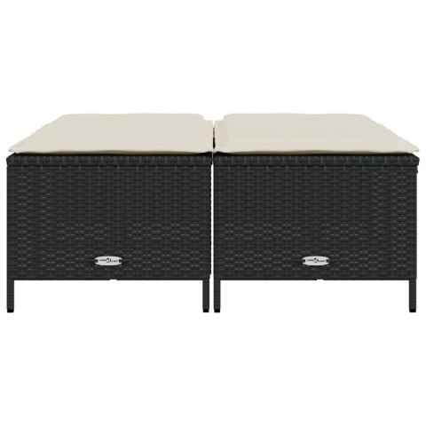 Stołki ogrodowe z poduszkami, 4 szt., czarne, polirattan Lumarko!