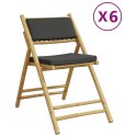 VidaXL Składane krzesła bistro, 6 szt., ciemnoszare poduszki, bambus