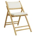 VidaXL Składane krzesła bistro, 6 szt., kremowe poduszki, bambus