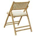 Składane krzesła bistro, 6 szt., kremowe poduszki, bambus Lumarko!