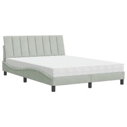 Łóżko z materacem, jasnoszare, 140x200 cm, aksamit Lumarko!