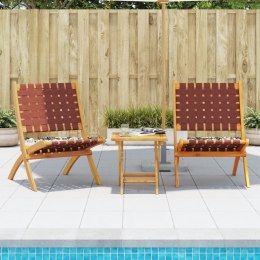 VidaXL Składane krzesła ogrodowe, 2 szt., czerwone, akacja i tkanina