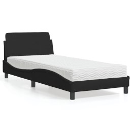 Łóżko z materacem, czarne, 90x190 cm, obite tkaniną Lumarko!