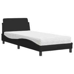Łóżko z materacem, czarne, 90x190 cm, obite tkaniną Lumarko!