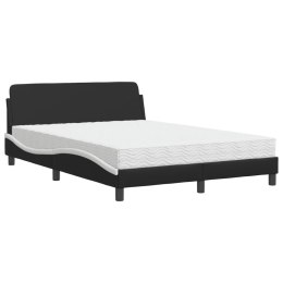 Łóżko z materacem, czarno-białe, 140x190 cm, sztuczna skóra Lumarko!