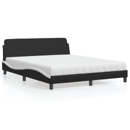 Łóżko z materacem, czarno-białe, 160x200 cm, sztuczna skóra Lumarko!