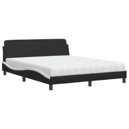 Łóżko z materacem, czarno-białe, 160x200 cm, sztuczna skóra Lumarko!