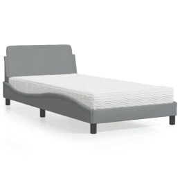 Łóżko z materacem, jasnoszare, 100x200 cm, obite tkaniną Lumarko!