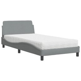 Łóżko z materacem, jasnoszare, 100x200 cm, obite tkaniną Lumarko!