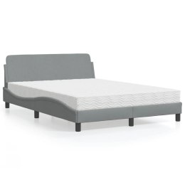 Łóżko z materacem, jasnoszare, 140x190 cm, obite tkaniną Lumarko!