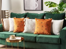 2 welurowe poduszki dekoracyjne z motywem oka 45 x 45 cm pomarańczowe AEONIUM