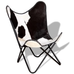 Krzesło motyl, czarno-białe, prawdziwa skóra bydlęca Lumarko!