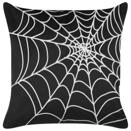 Welurowa poduszka dekoracyjna z motywem w pajęczą sieć 45 x 45 cm czarna z białym LYCORIS
