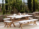 Zestaw ogrodowy stół z 2 ławkami i 2 stołkami biały OLBIA Lumarko!