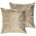 2 bawełniane poduszki dekoracyjne w geometryczny wzór 50 x 50 cm złote OUJDA