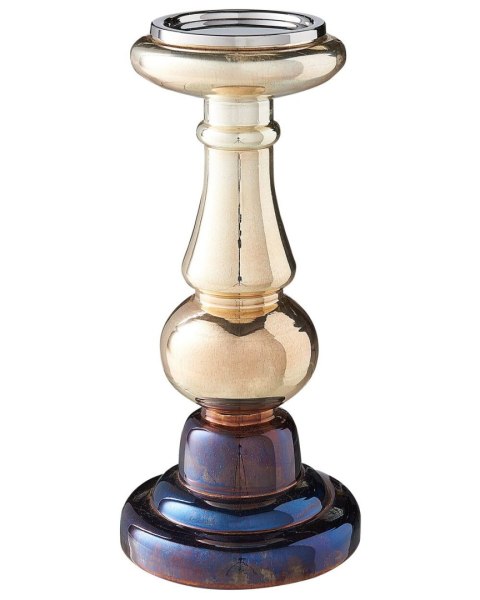 Zestaw dwóch świeczników szklanych 31 cm złoty IMARTI