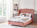 Łóżko welurowe 140 x 200 cm różowe AYETTE