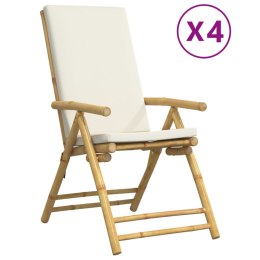 VidaXL Składane krzesła bistro, 4 szt., kremowe poduszki, bambus