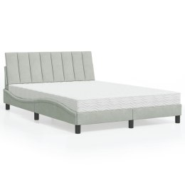 Łóżko z materacem, jasnoszare, 140x190 cm, aksamit Lumarko!