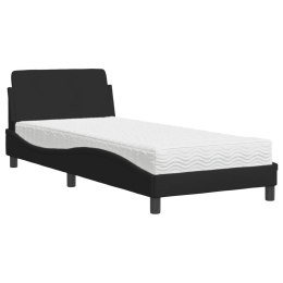 Łóżko z materacem, czarne, 90x200 cm, obite tkaniną Lumarko!