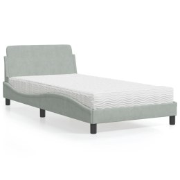 Łóżko z materacem, jasnoszare, 100x200 cm, aksamitne Lumarko!