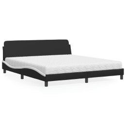 Łóżko z materacem, czarno-białe, 180x200 cm, sztuczna skóra Lumarko!